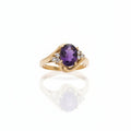 Natural Amethyst Oval CZ Gold Plated Silver Ring