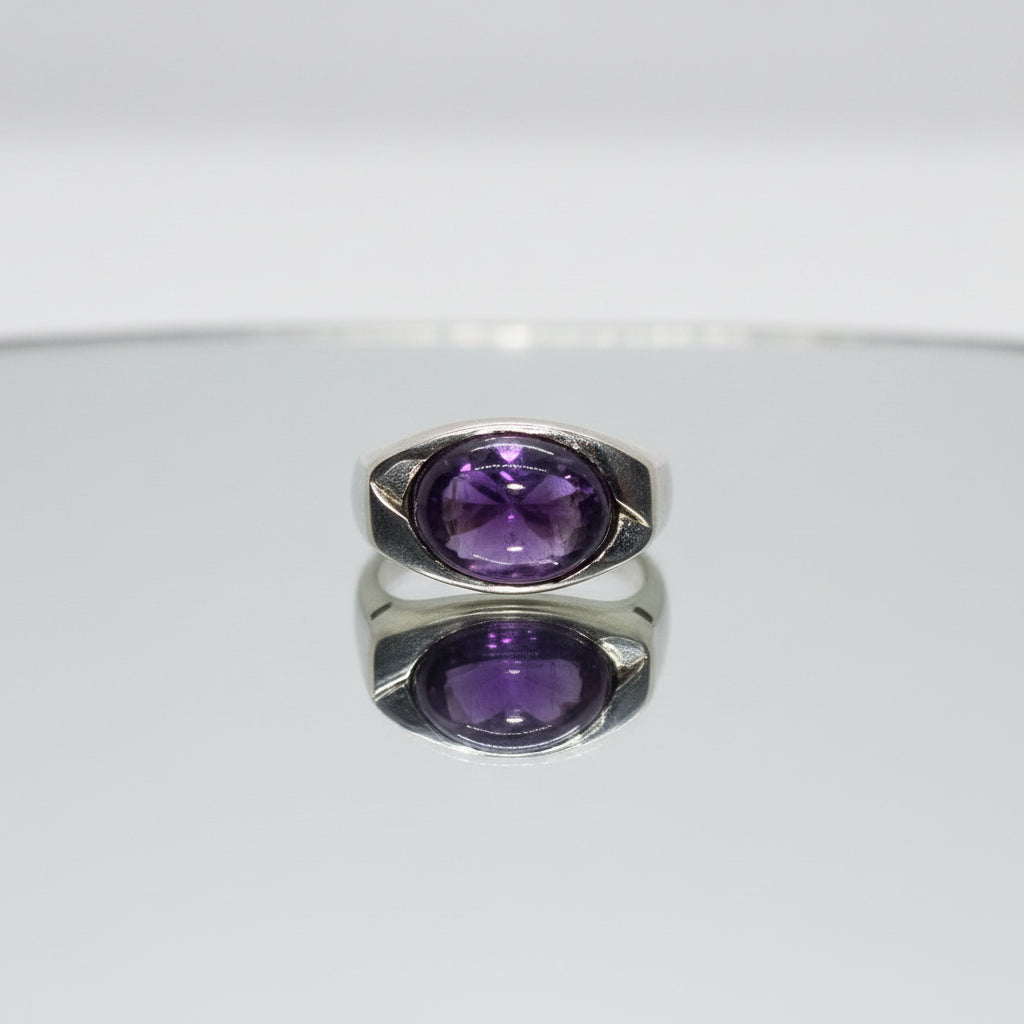 Amethyst Cabochon Silver Ring