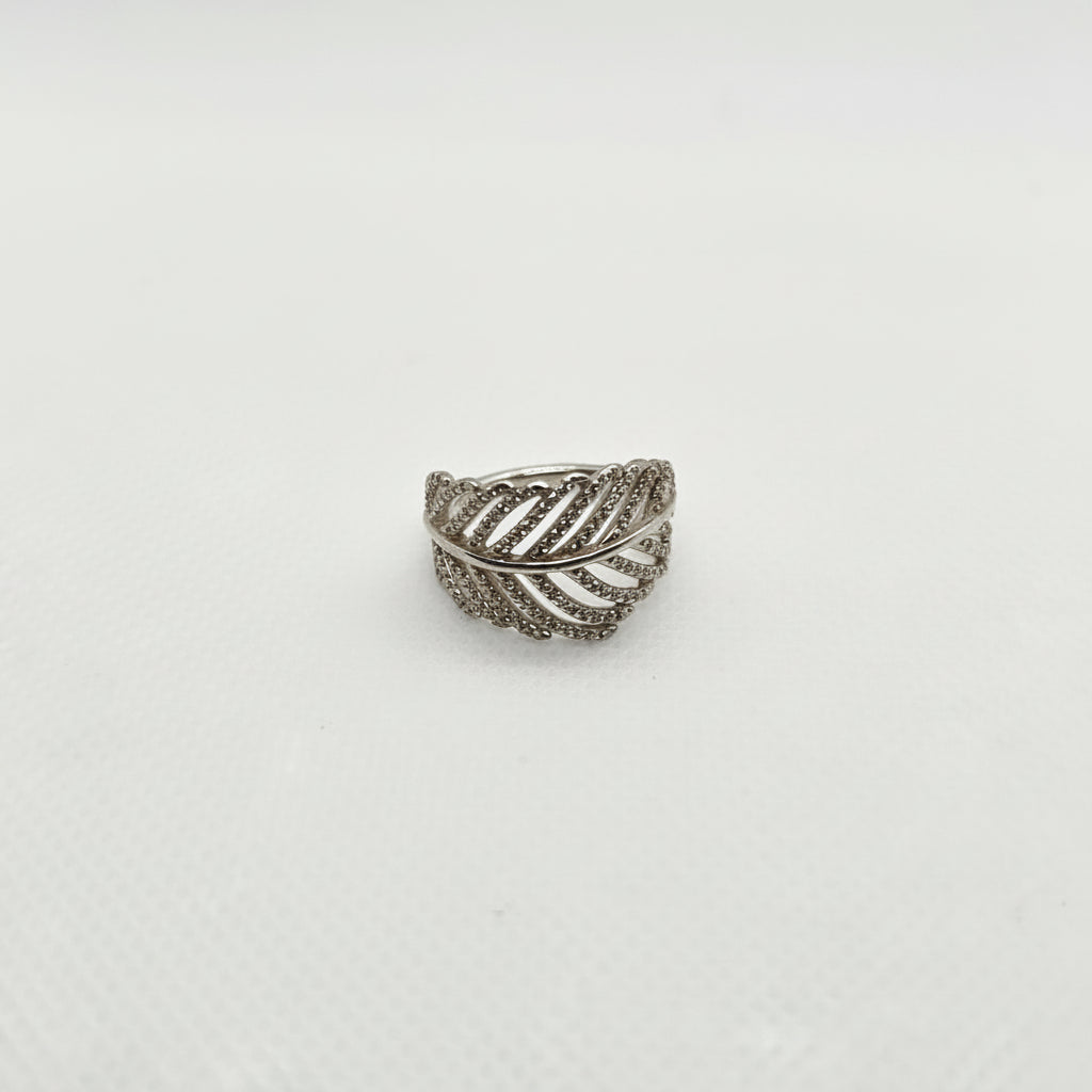 Leaf CZ Silver Ring