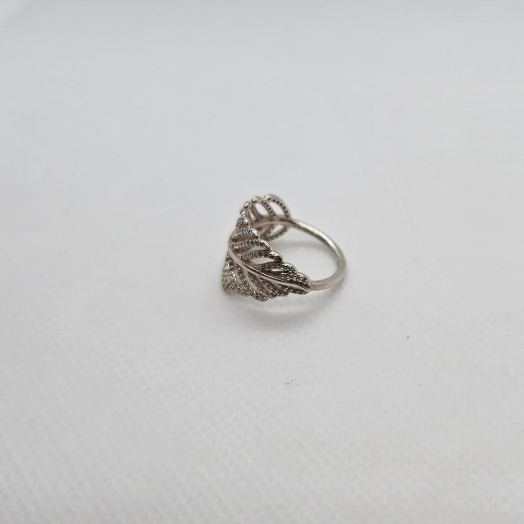 Leaf CZ Silver Ring