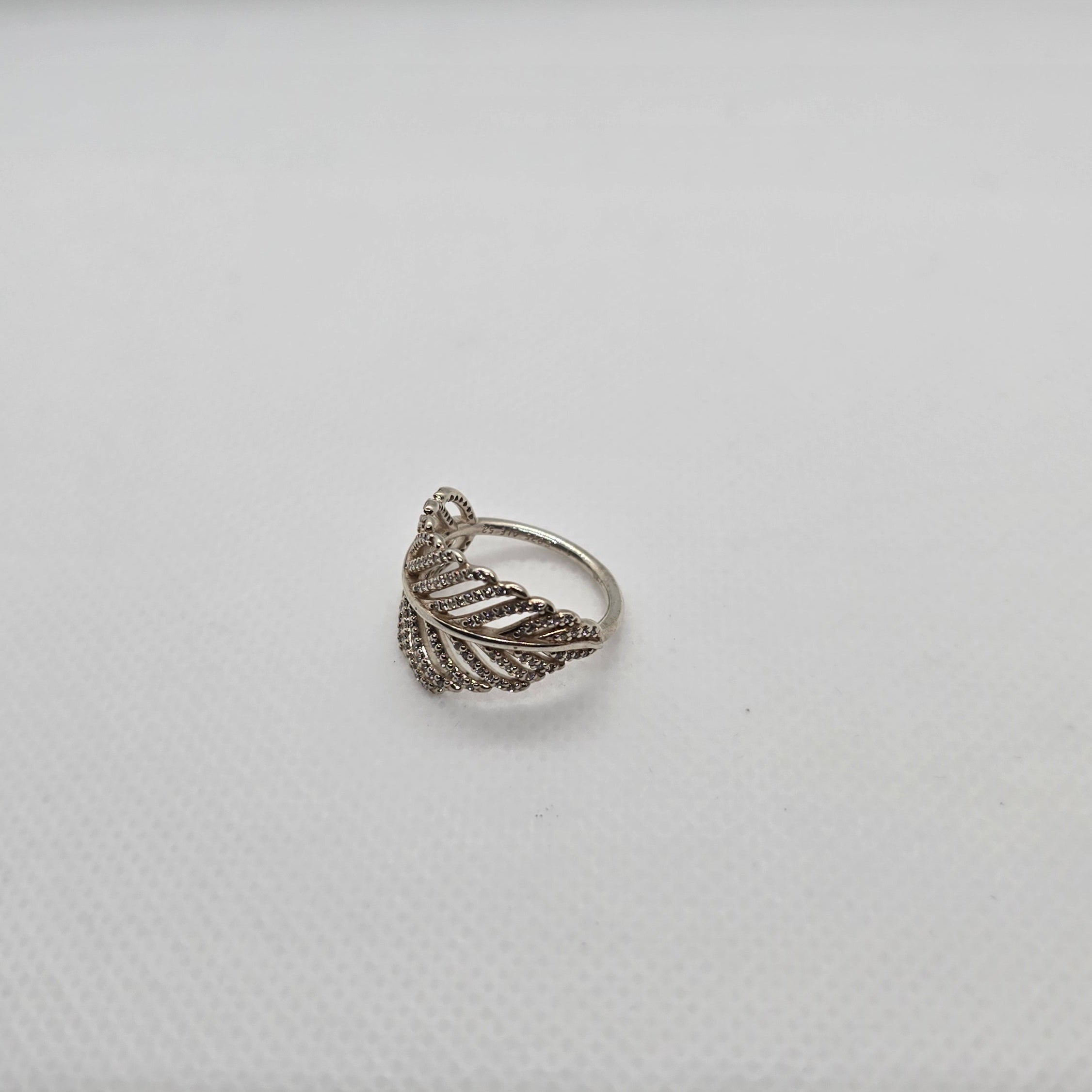 Leaf CZ Silver Ring
