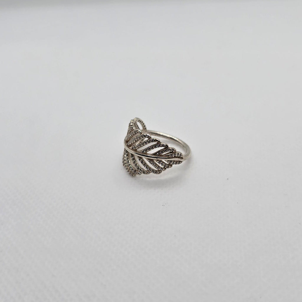 Leaf CZ Silver Ring