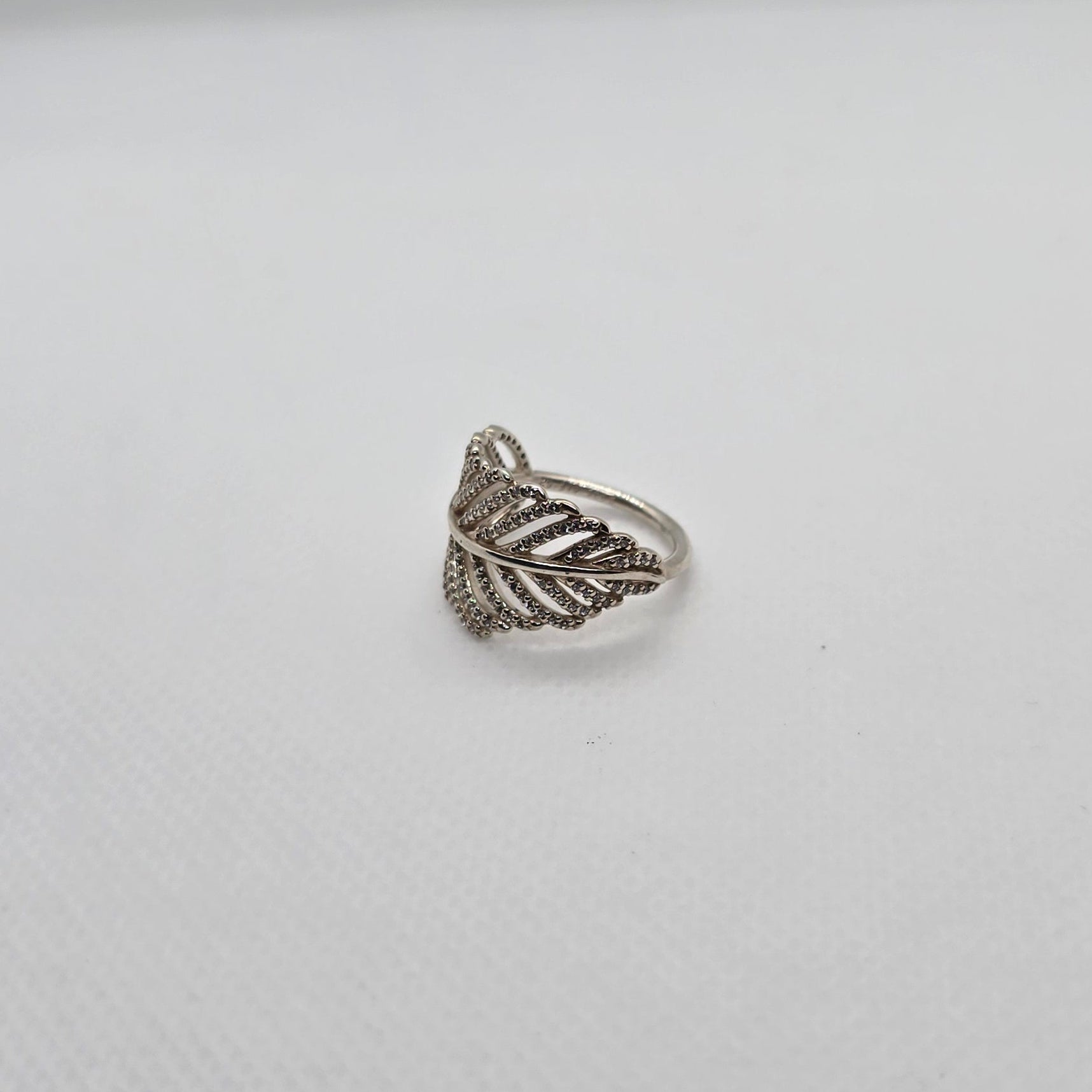 Leaf CZ Silver Ring