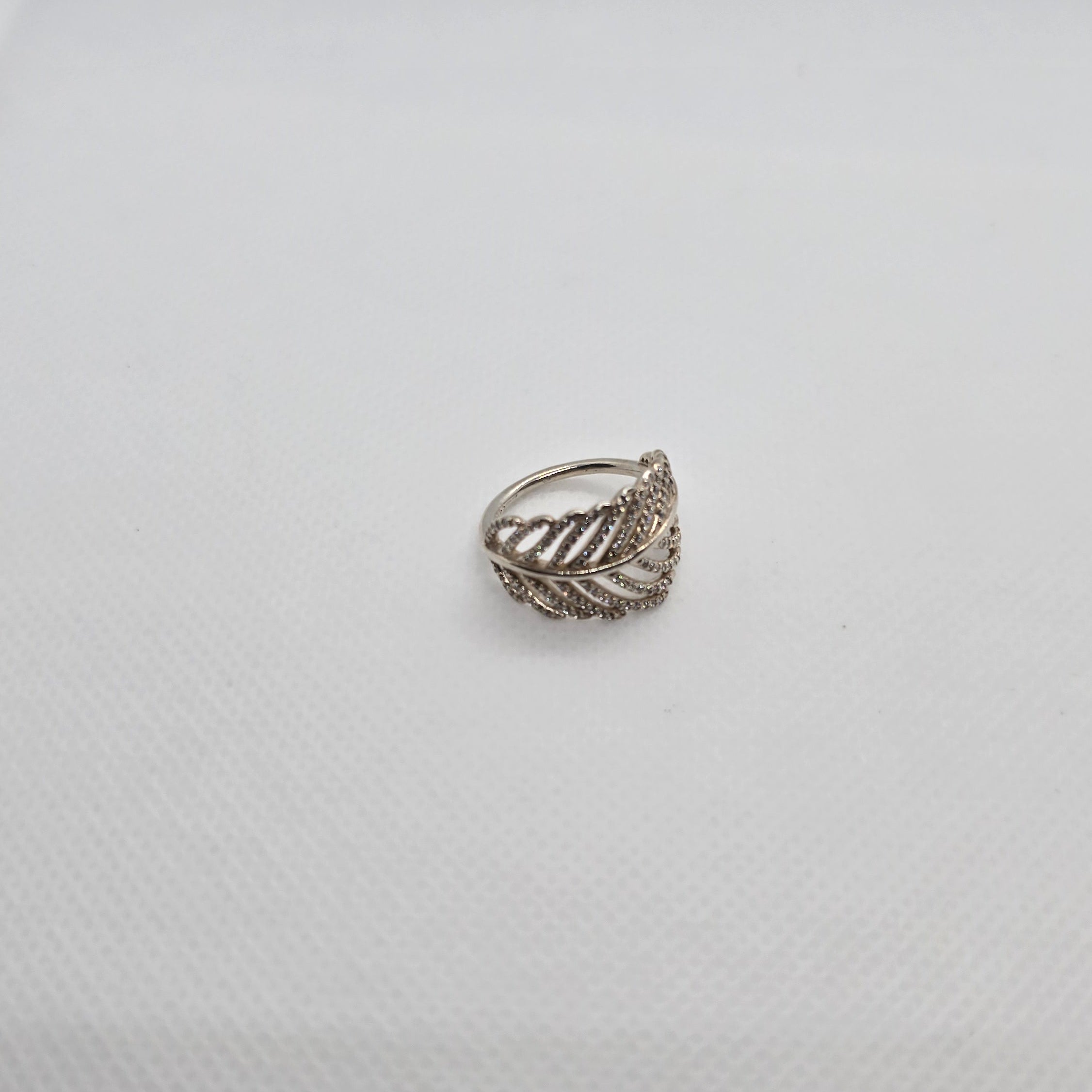 Leaf CZ Silver Ring