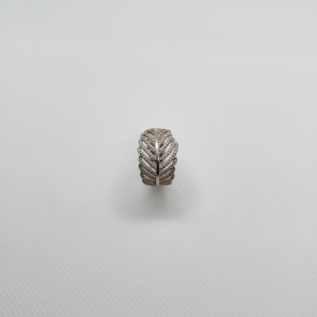 Leaf CZ Silver Ring