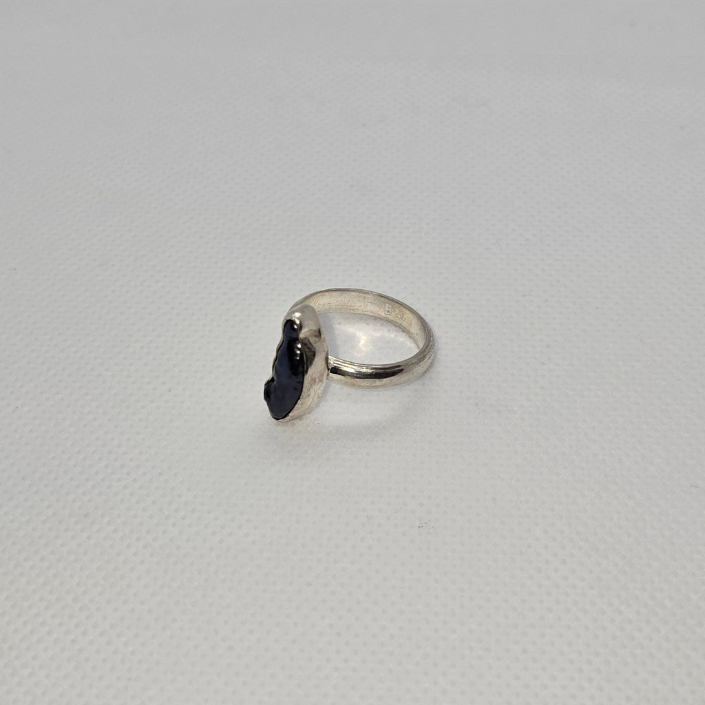 Freshwater Natural Pearl Black Silver Ring