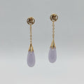 Natural Jade Lilac Drops  14K Gold Earrings