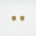 Yellow Round Small Jade 14K Gold Earrings