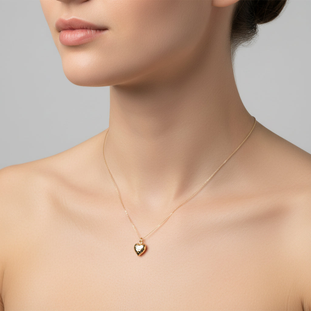 Heart With Link Chain 14K Gold Pendant Necklace