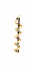 Spiral Diamonds and Rubies 14K Gold Pendant