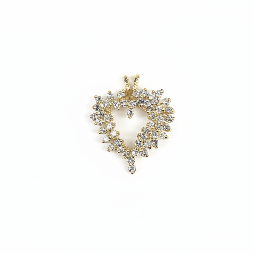 Natural Diamond Heart approx 1.5 carat 14K Gold Pendant