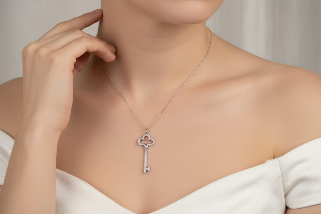 TIFFANY Key Diamonds 18K White Gold  Pendant