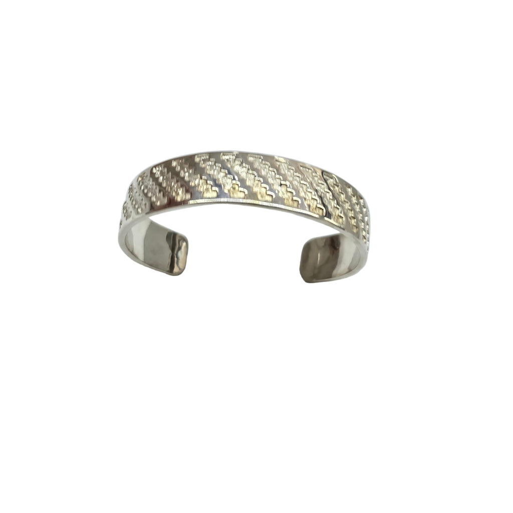 Cuff Wide Engraved  Silver Bracelet