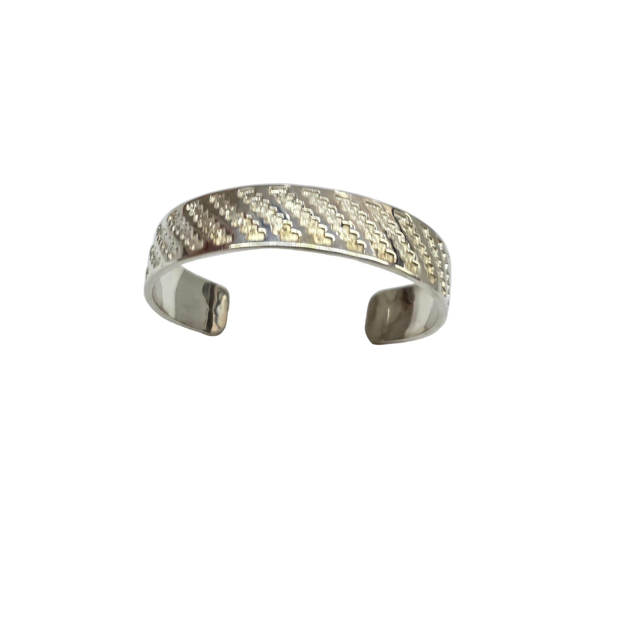 Cuff Wide Engraved  Silver Bracelet