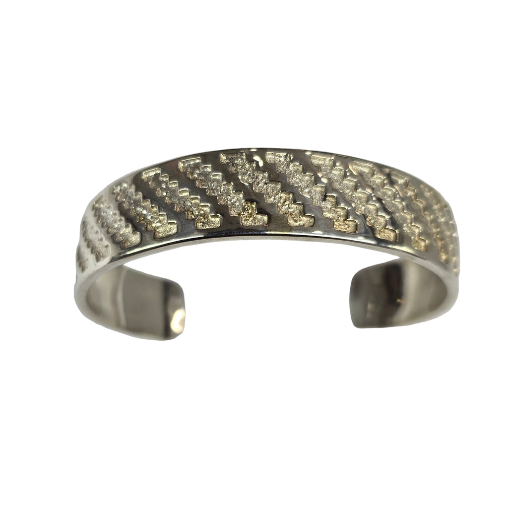 Cuff Wide Engraved  Silver Bracelet