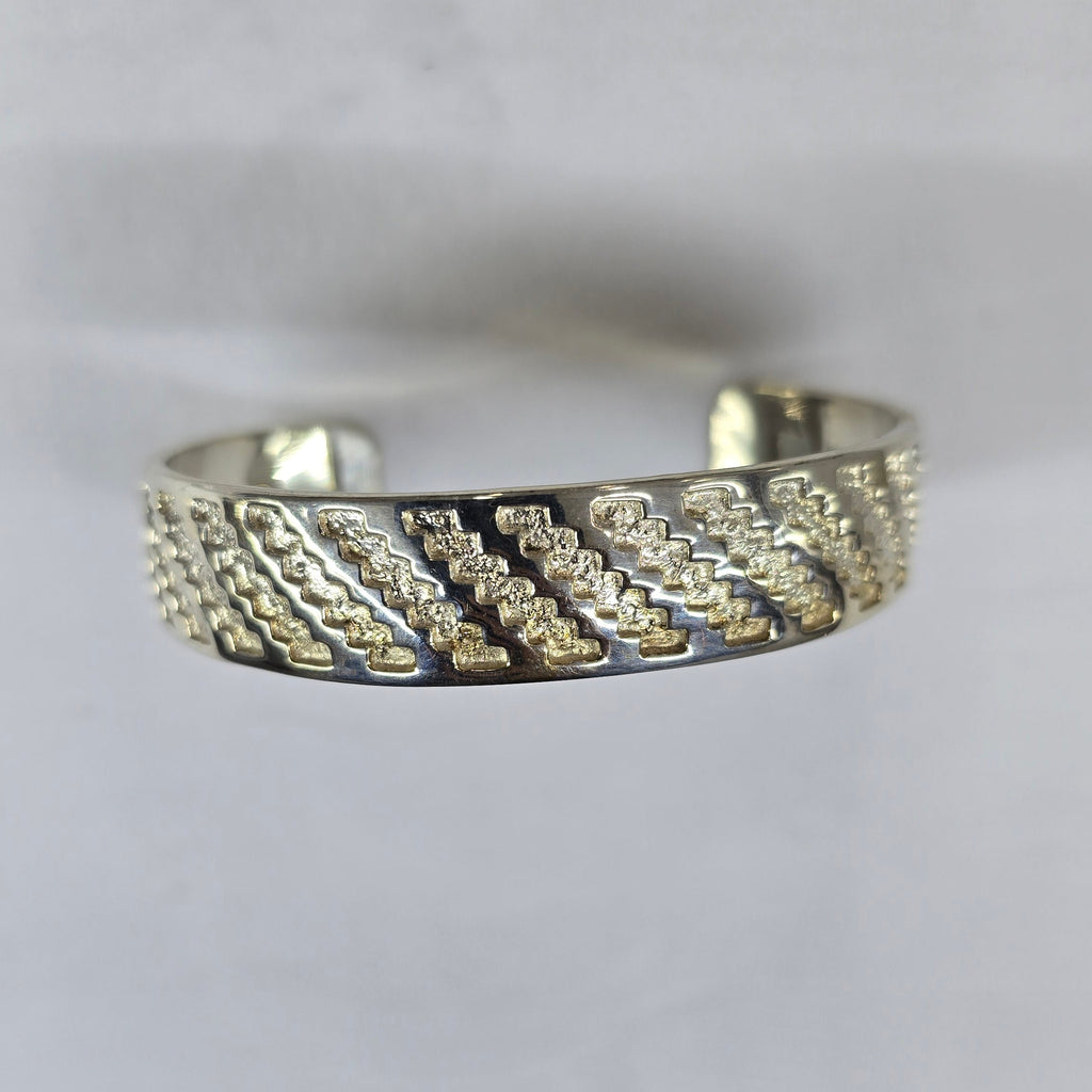 Cuff Wide Engraved  Silver Bracelet