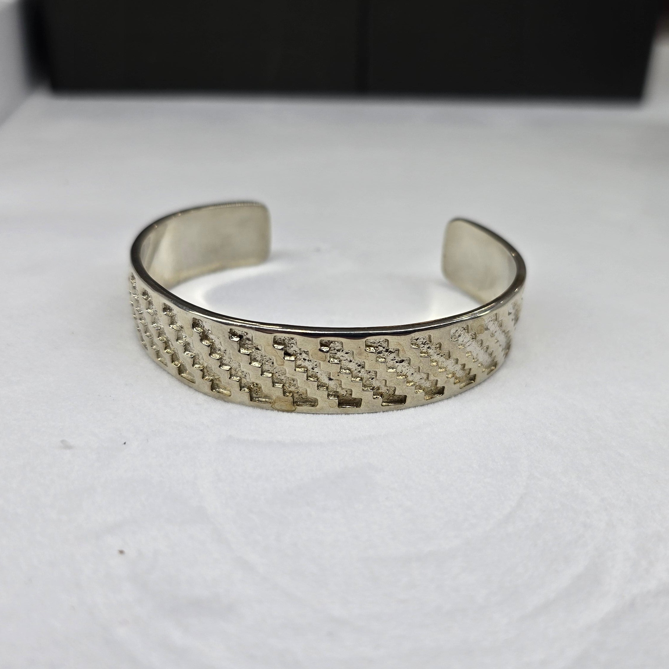 Cuff Wide Engraved  Silver Bracelet