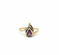 Pear Shape Natural Ruby 1 diamond 14K Gold Ring