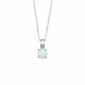 Round Opal Silver Pendant Necklace
