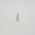 Diamonds Cursive Letter L White and Yellow  14K Gold Pendant