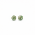 Green Tone Round Small Natural Jade 14K Gold Earrings