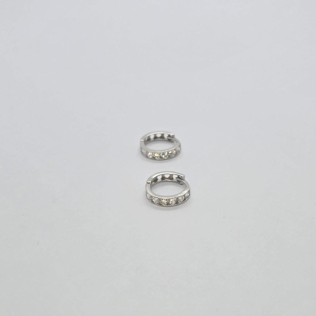 Cubic Zirconia Hoop White Gold Earrings
