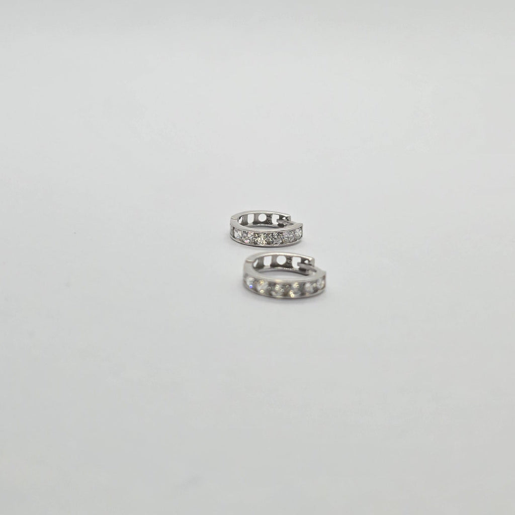 Cubic Zirconia Hoop White Gold Earrings