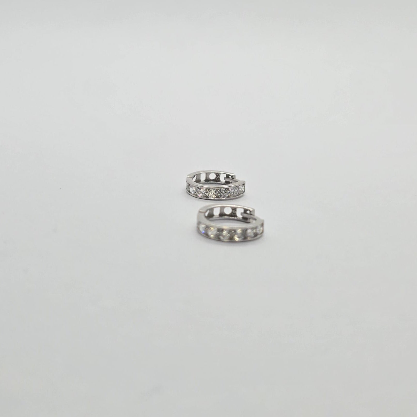 Cubic Zirconia Hoop White Gold Earrings