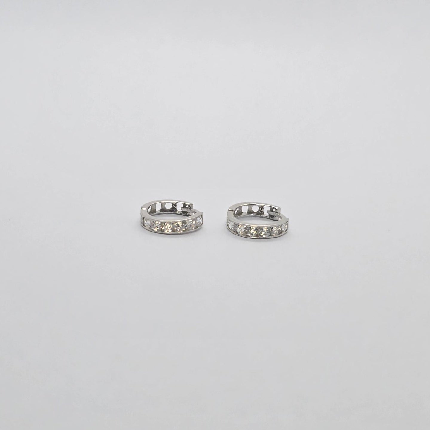 Cubic Zirconia Hoop White Gold Earrings