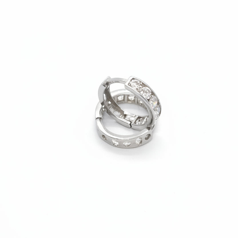 Cubic Zirconia Hoop White Gold Earrings