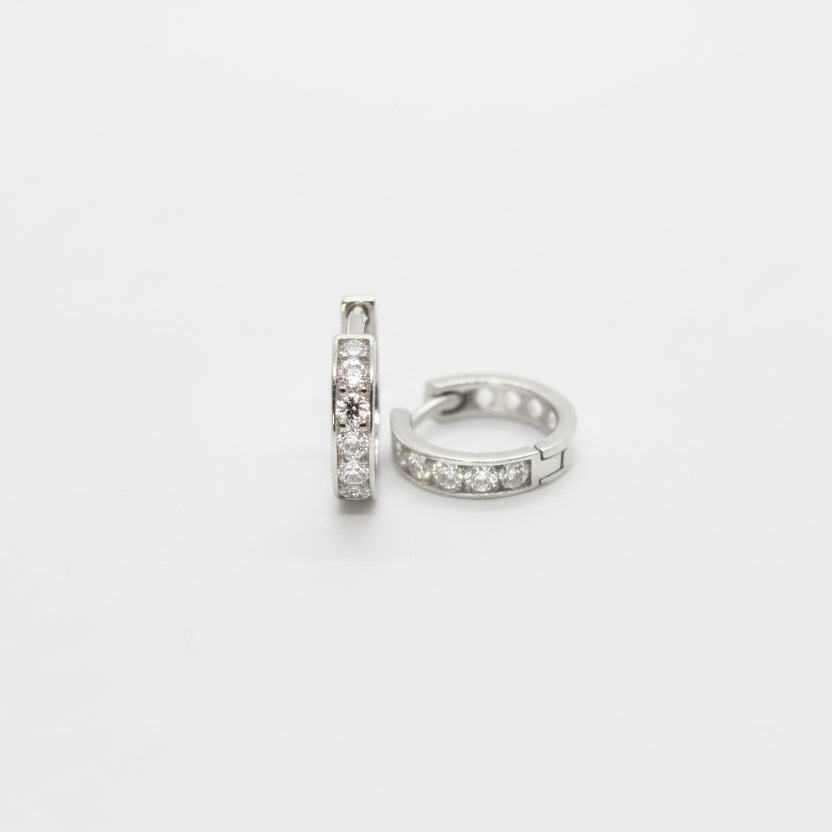 Cubic Zirconia Hoop White Gold Earrings