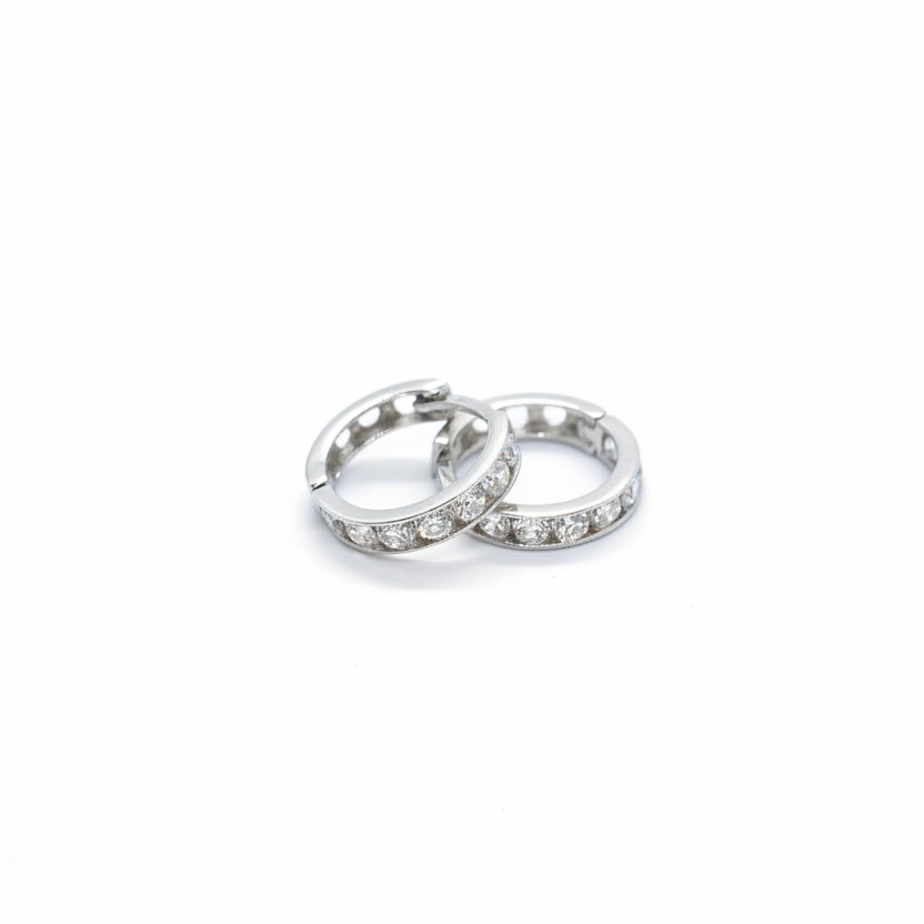 Cubic Zirconia Hoop White Gold Earrings