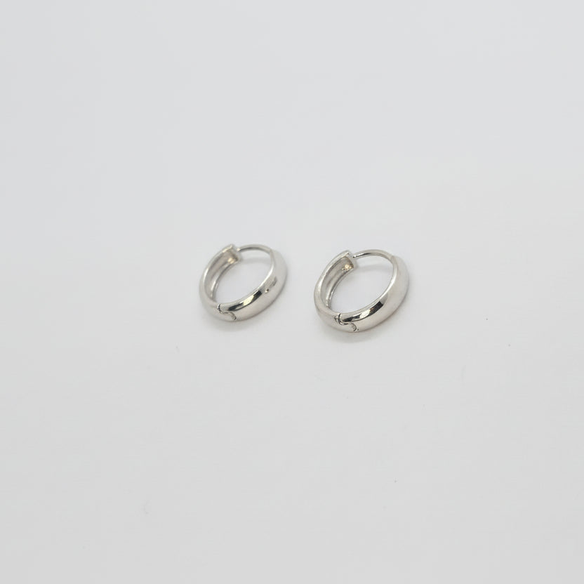 Hoop Plain White Gold Earrings