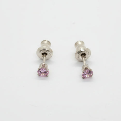 Cute Pink Stone Silver Earrings