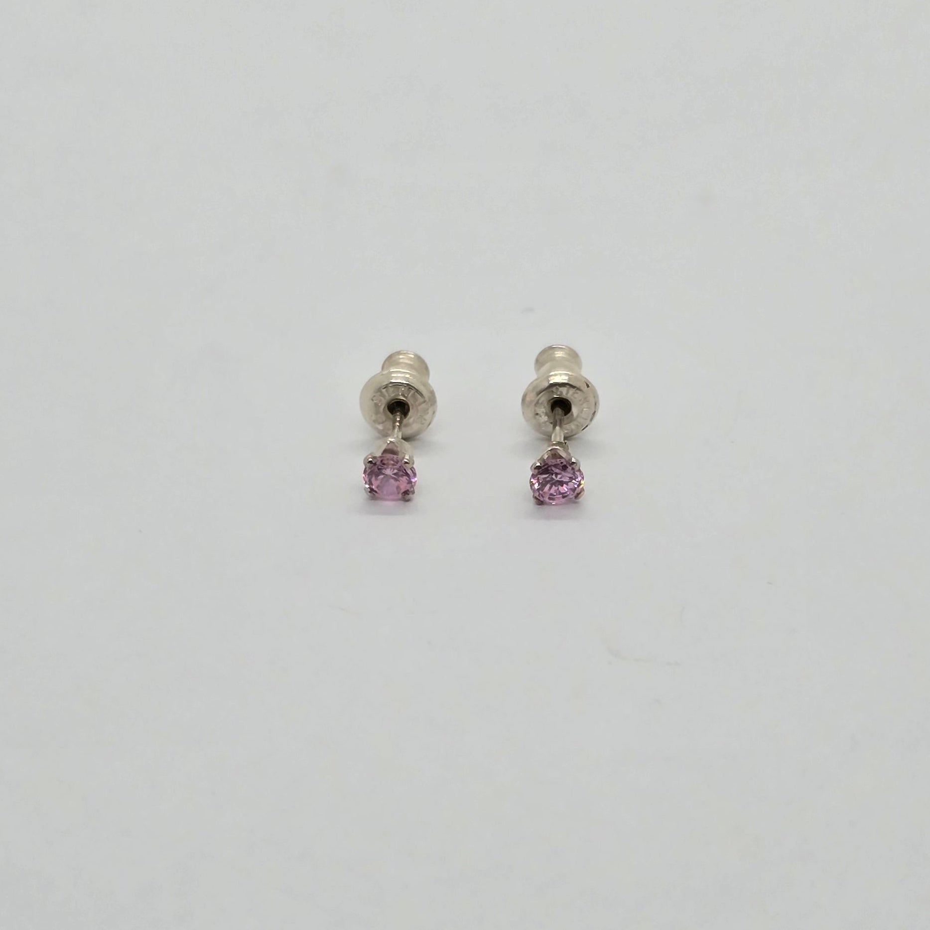 Cute Pink Stone Silver Earrings