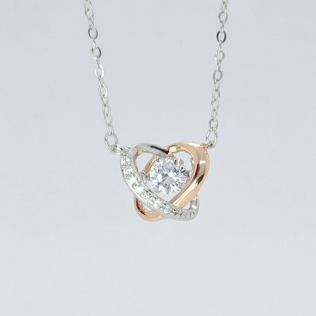 Sparkle Round Stone Two Tone Pendant Necklace