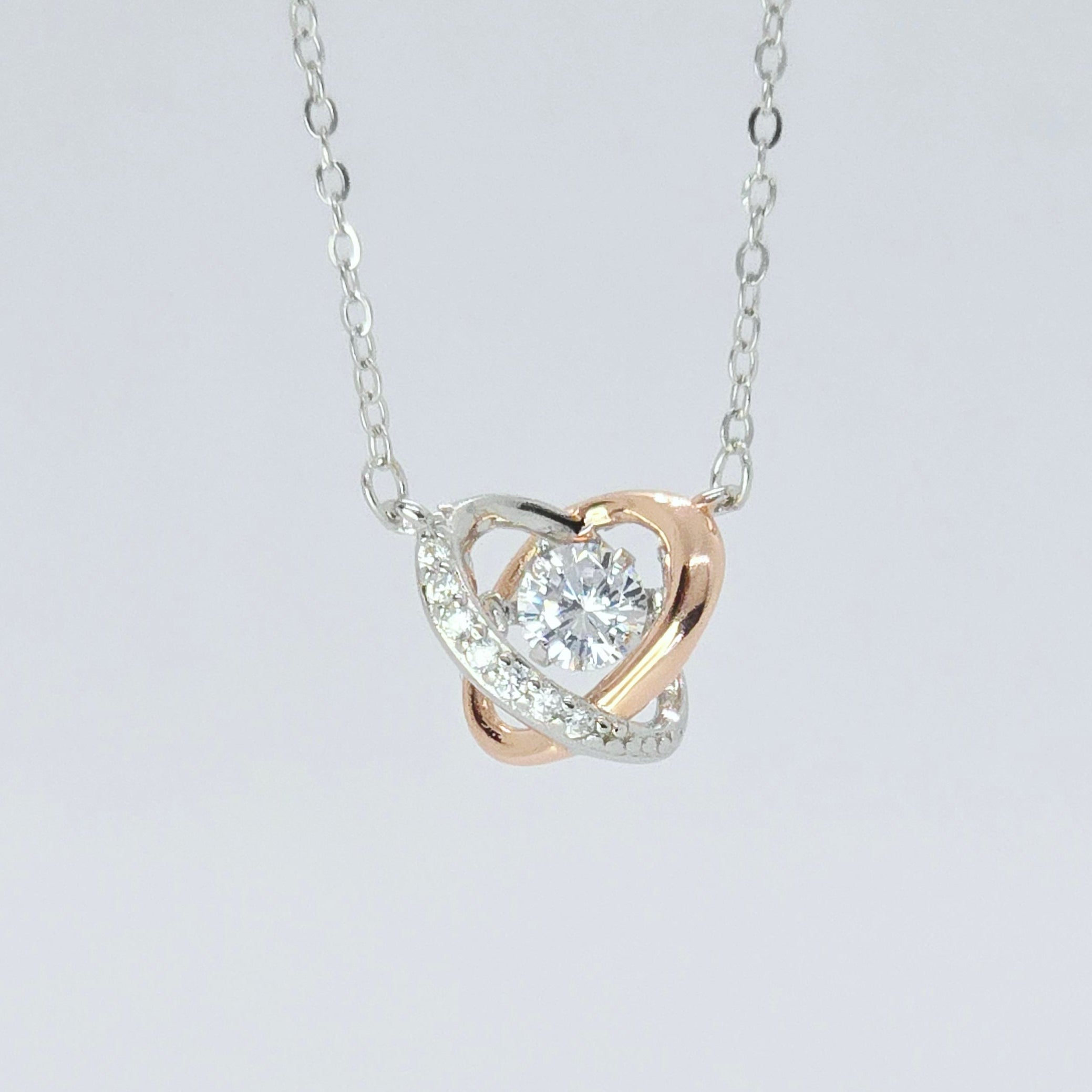 Sparkle Round Stone Two Tone Pendant Necklace