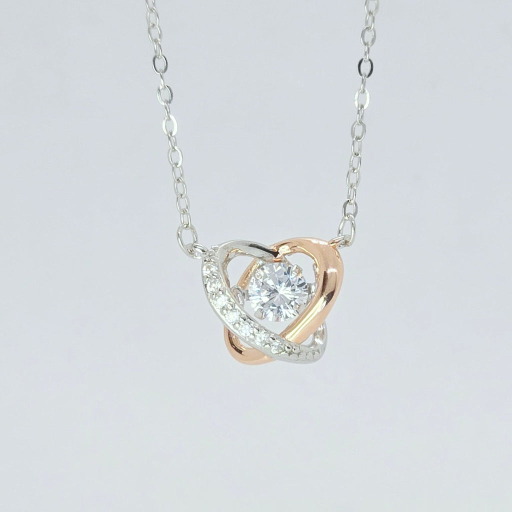 Sparkle Round Stone Two Tone Pendant Necklace