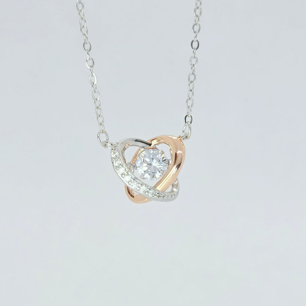 Sparkle Round Stone Two Tone Pendant Necklace