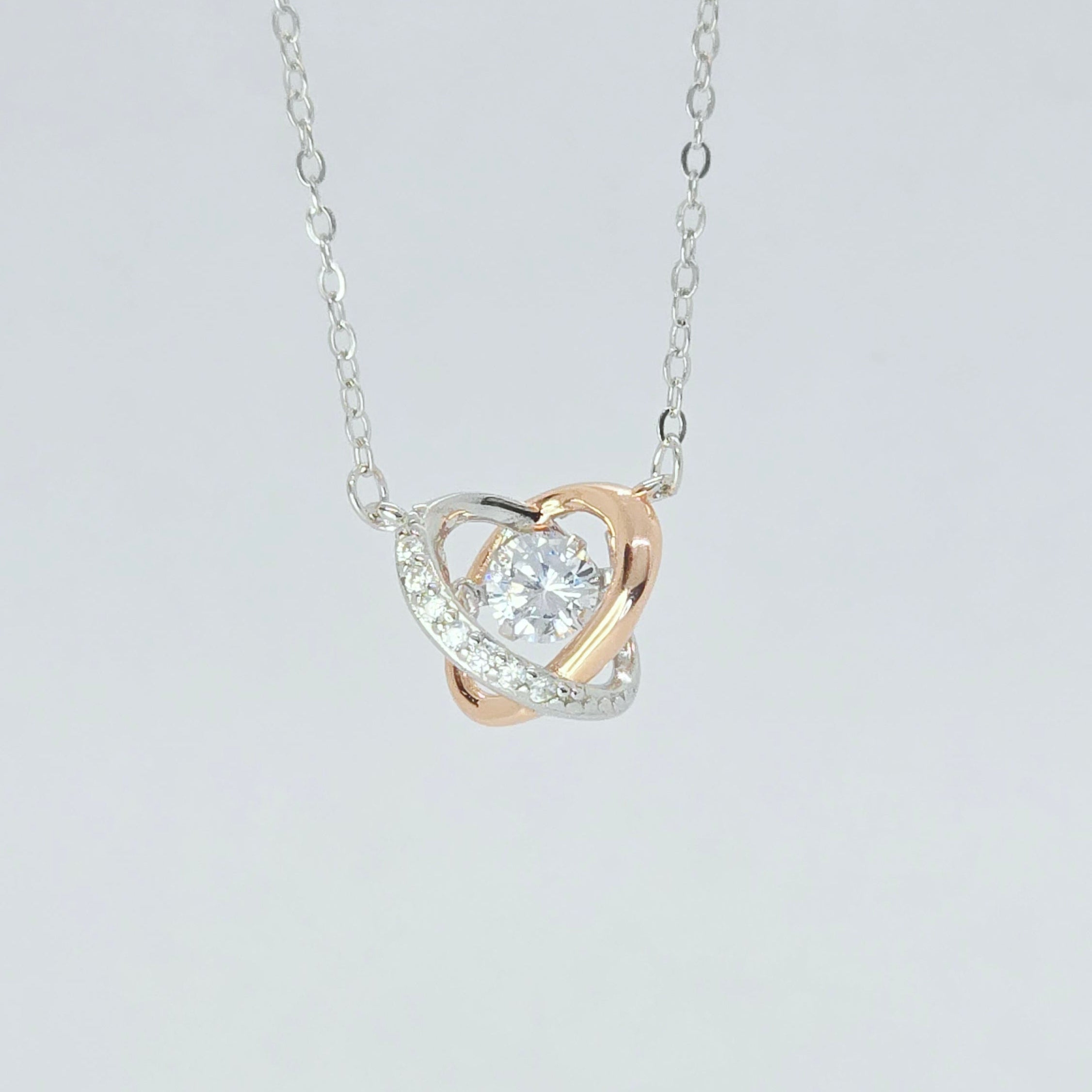 Sparkle Round Stone Two Tone Pendant Necklace
