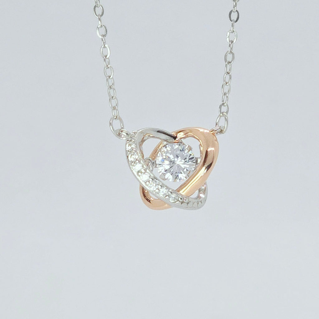 Sparkle Round Stone Two Tone Pendant Necklace
