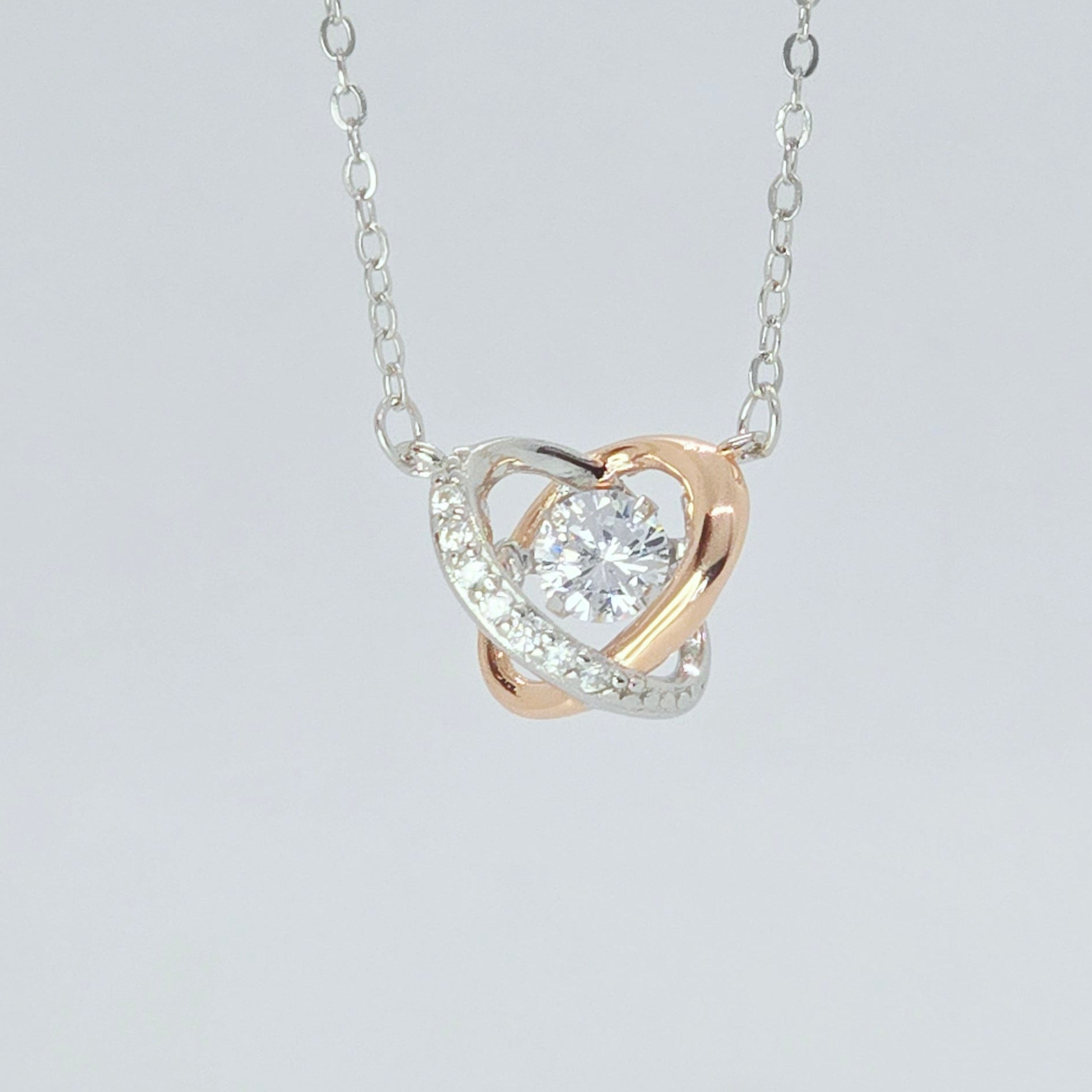 Sparkle Round Stone Two Tone Pendant Necklace