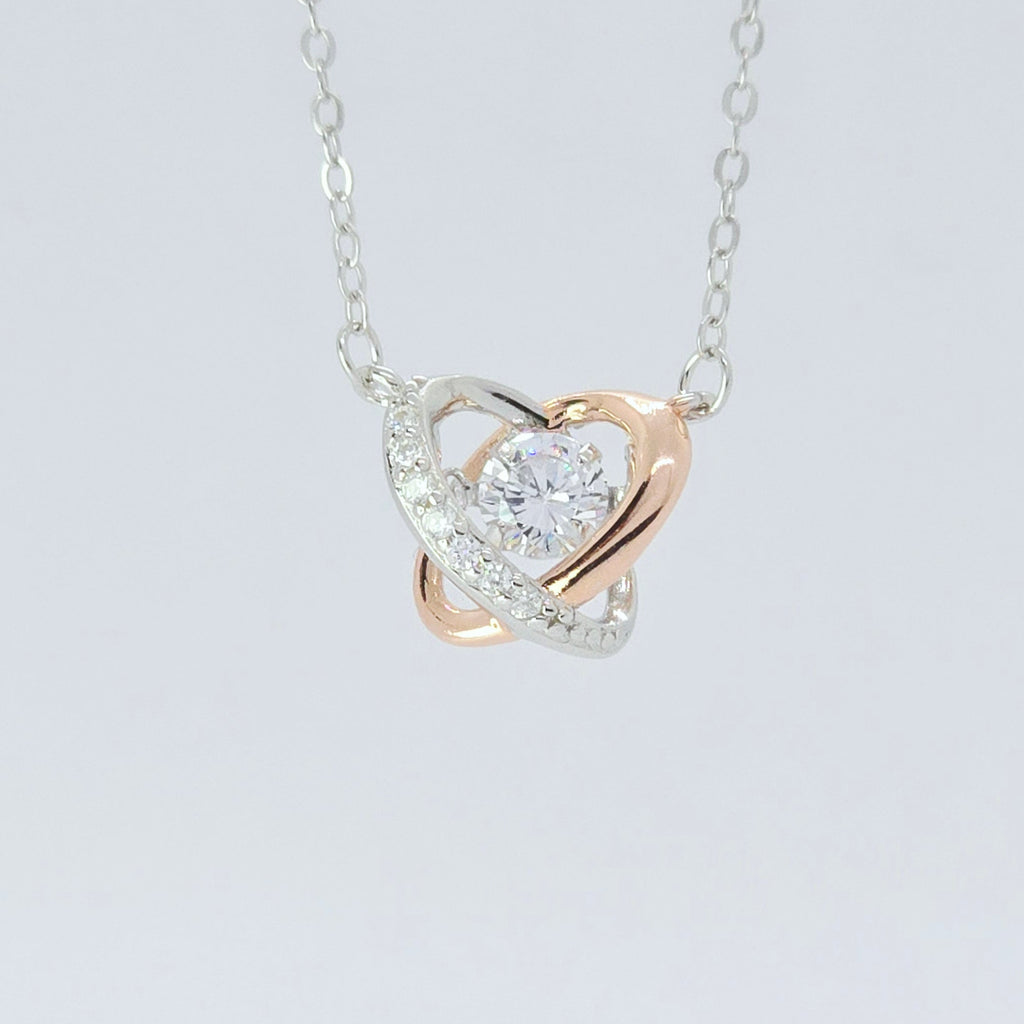 Sparkle Round Stone Two Tone Pendant Necklace