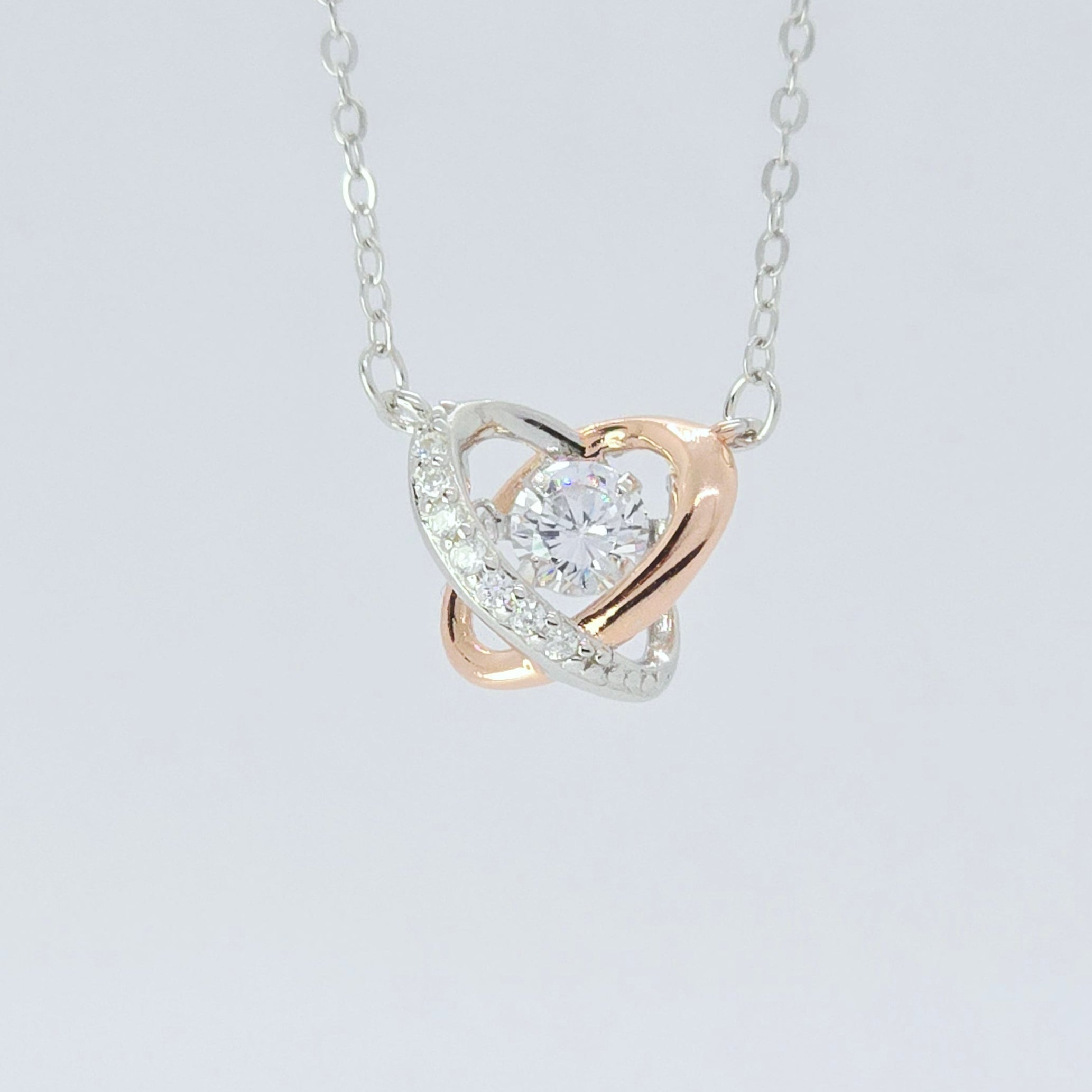 Sparkle Round Stone Two Tone Pendant Necklace