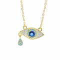 Evil Eye Drop Silver Pendant Necklace