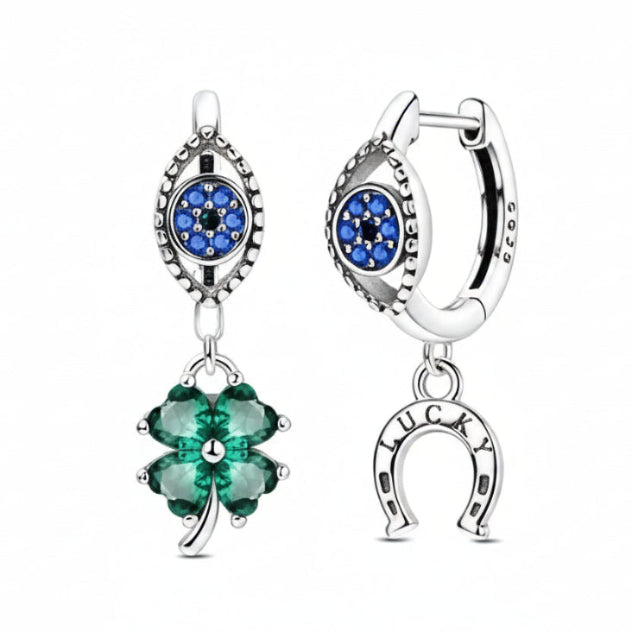 Lucy Evil Eye Hoop Silver Earrings