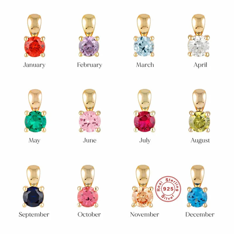 Birthstone Pendant Silver Necklace