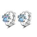 Precious Blue Paw Silver Earrings