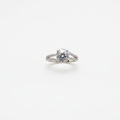 Silver Ring Round CZ with two side 4 prong