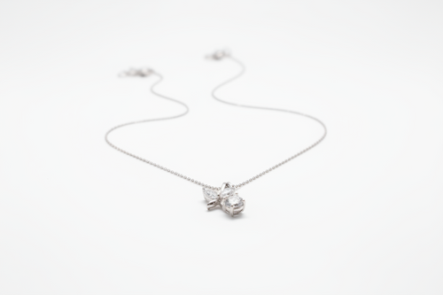Butterfly and Cubic Zirconia Silver Pendant Necklace